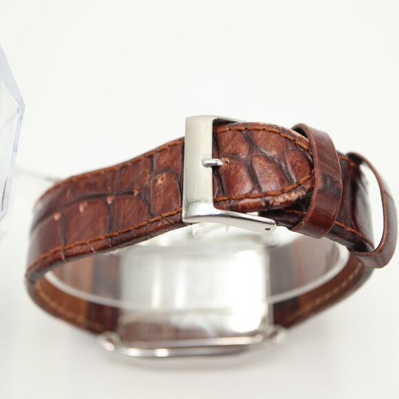 Guess Mens 37mm Brown Barrel Dial Watch 24 Hour Date Leather Strap w New Battery - Picture 11 of 14